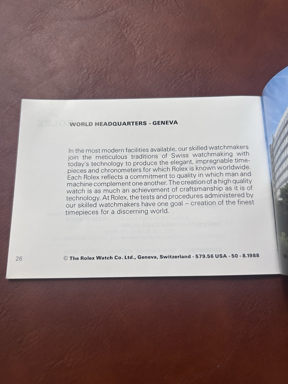 Rolex Vintage “Your Rolex Oyster” Booklet English Language From 1988