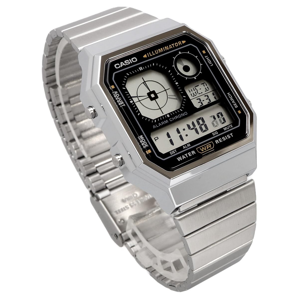 CASIO A130WE-1A Vintage Digital Analog Watch Unisex Silver Black