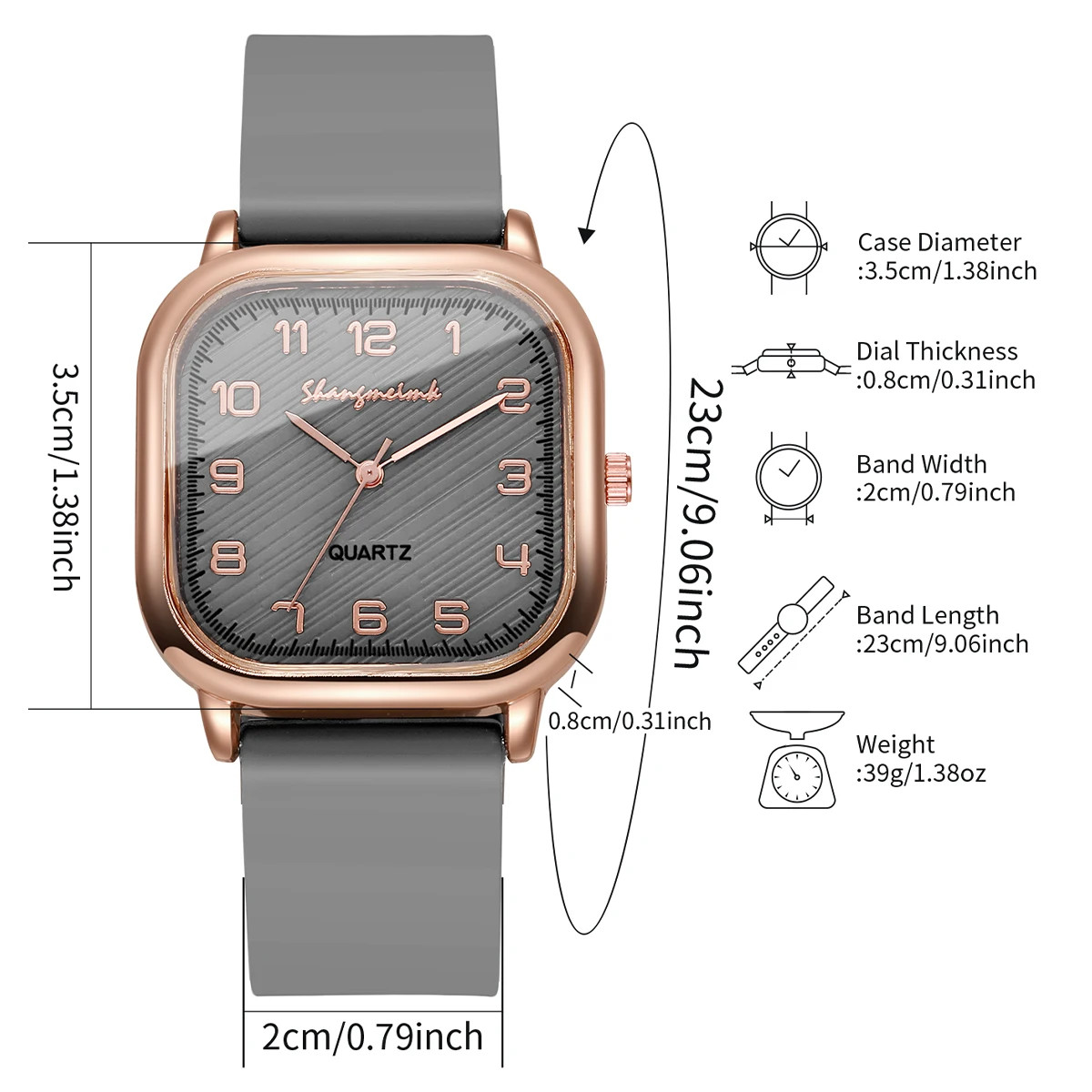 Fashion Square Women Watches Casual Silicone Strap Watch for Girls