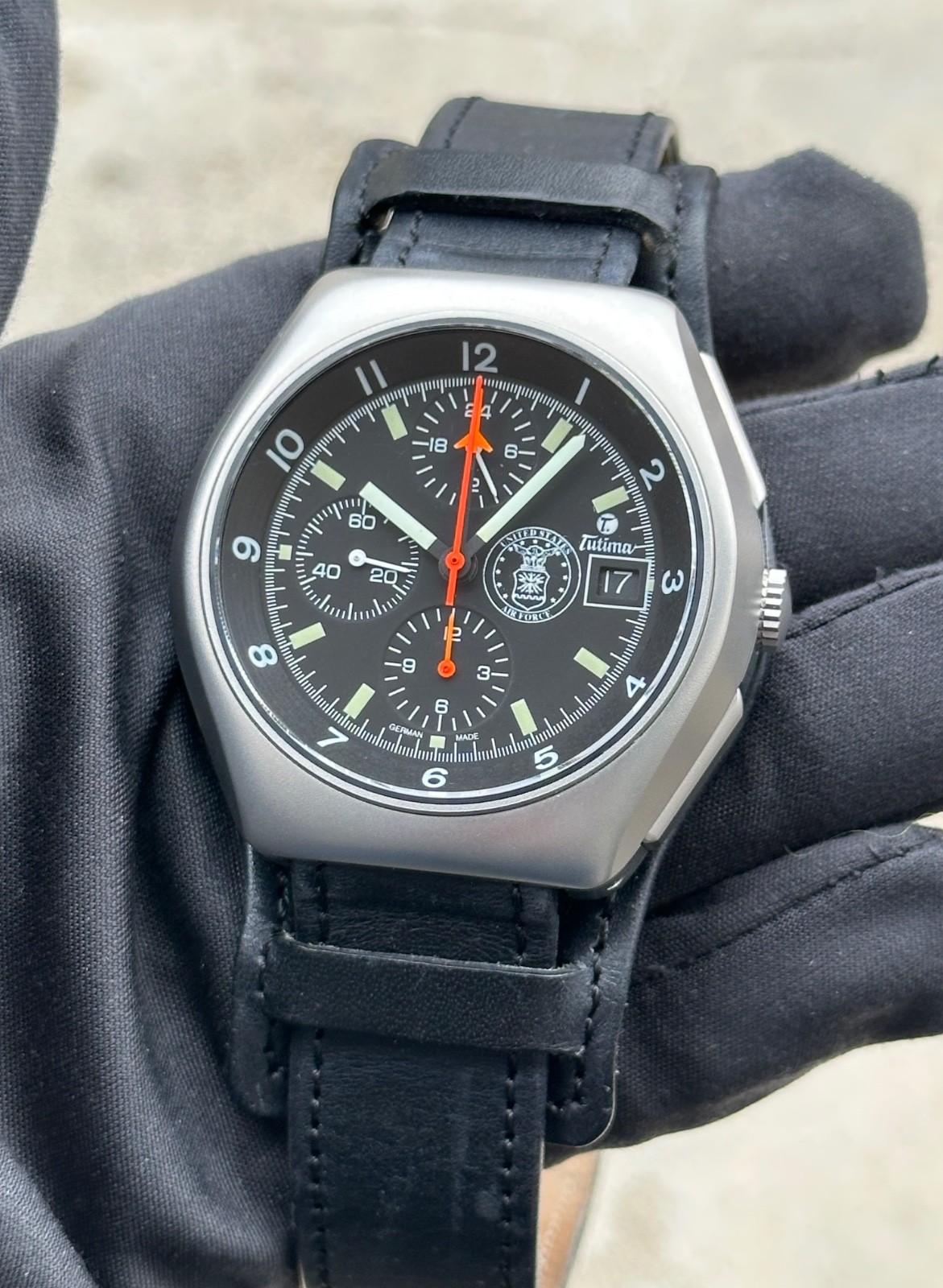 Tutima US Airforce Lemania 5100 Military Chronograph 43mm 798-01 w/ Certificate