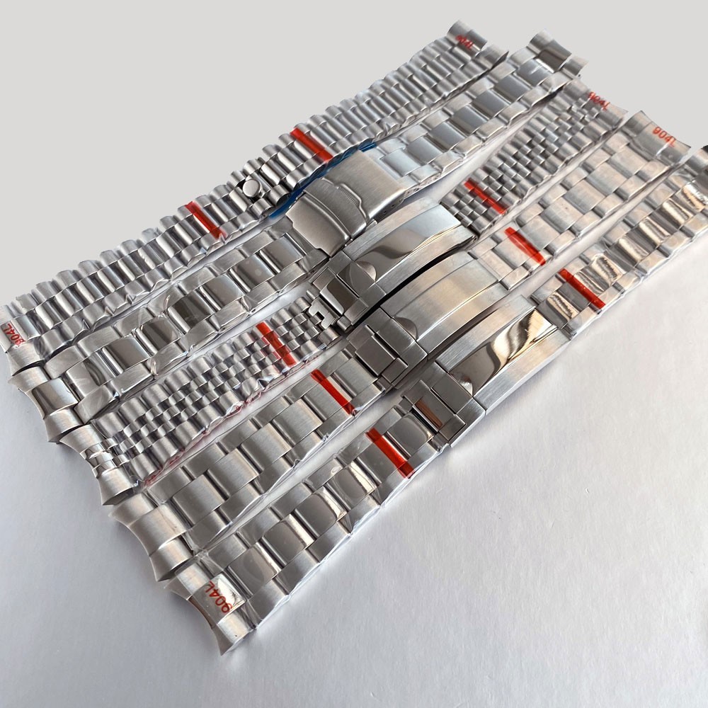Silver 20mm Width Stainless Steel Watch Strap Bracelet Band Glide Lock Clasp