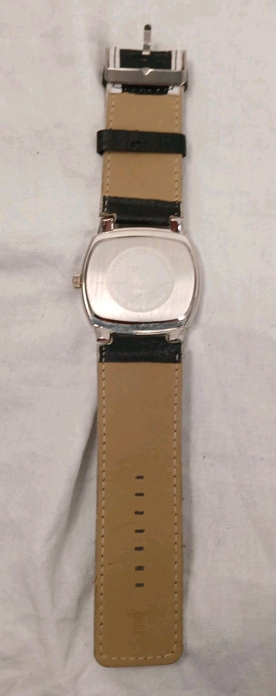 Bella Moda; watch, Black and white leather strap with sliver, 5044, 9.5 inches
