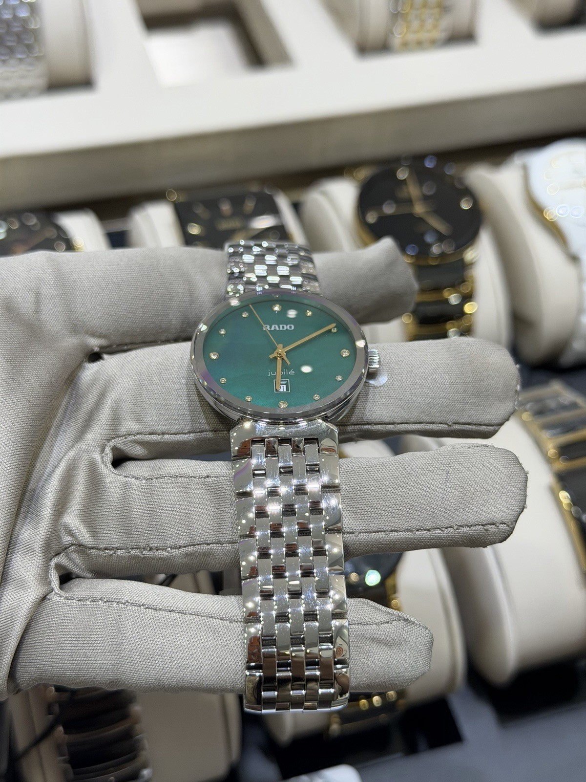 Rado Florence Diamonds ST Steel Green Mother of Pearl Dial Women Watch R48913903