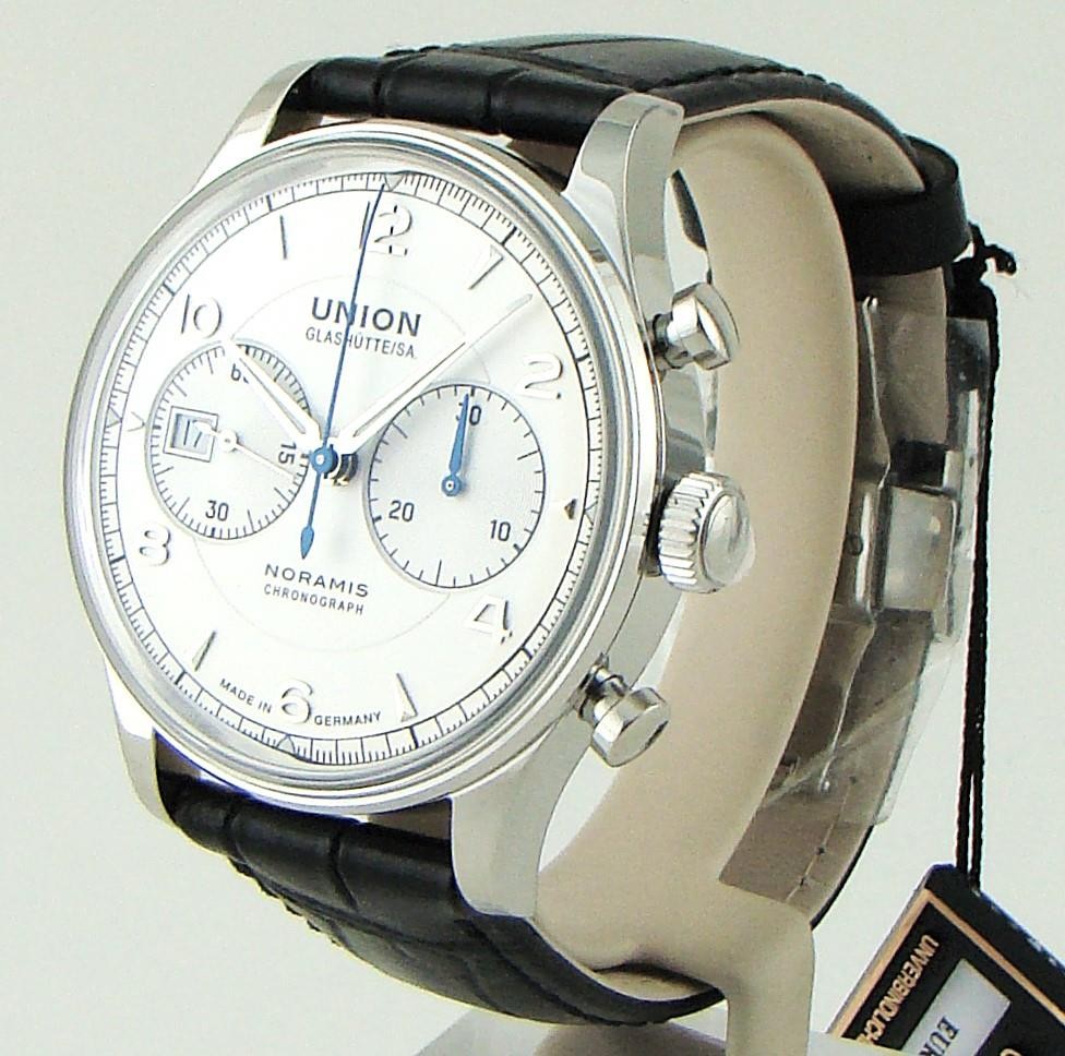 Union Glashutte Noramis Chronograph 42mm White Dial D012.427.16.017.00 Warranty