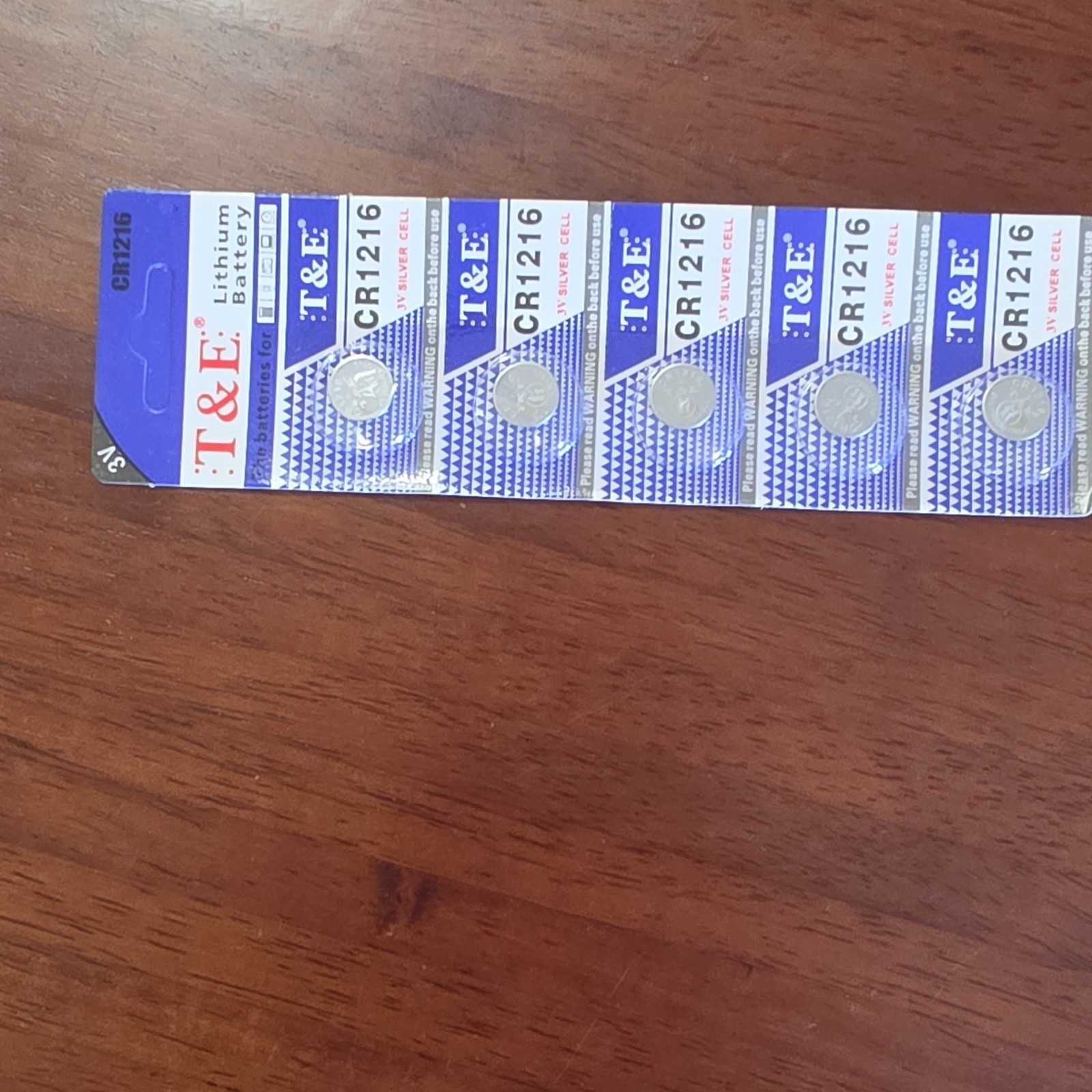 T&E CR1216 Lithium 3V Coin Cell Button Batteries 5-Pack