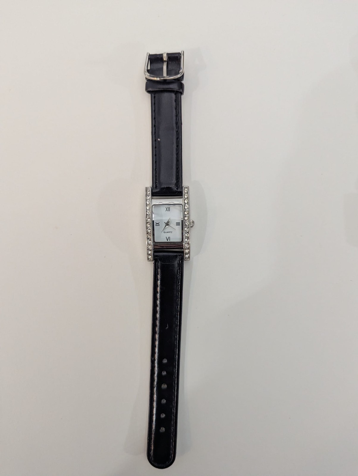 Lot of 2 Ladies Fashion Watches: Gold-Tone Round & Rhinestone Leather Strap