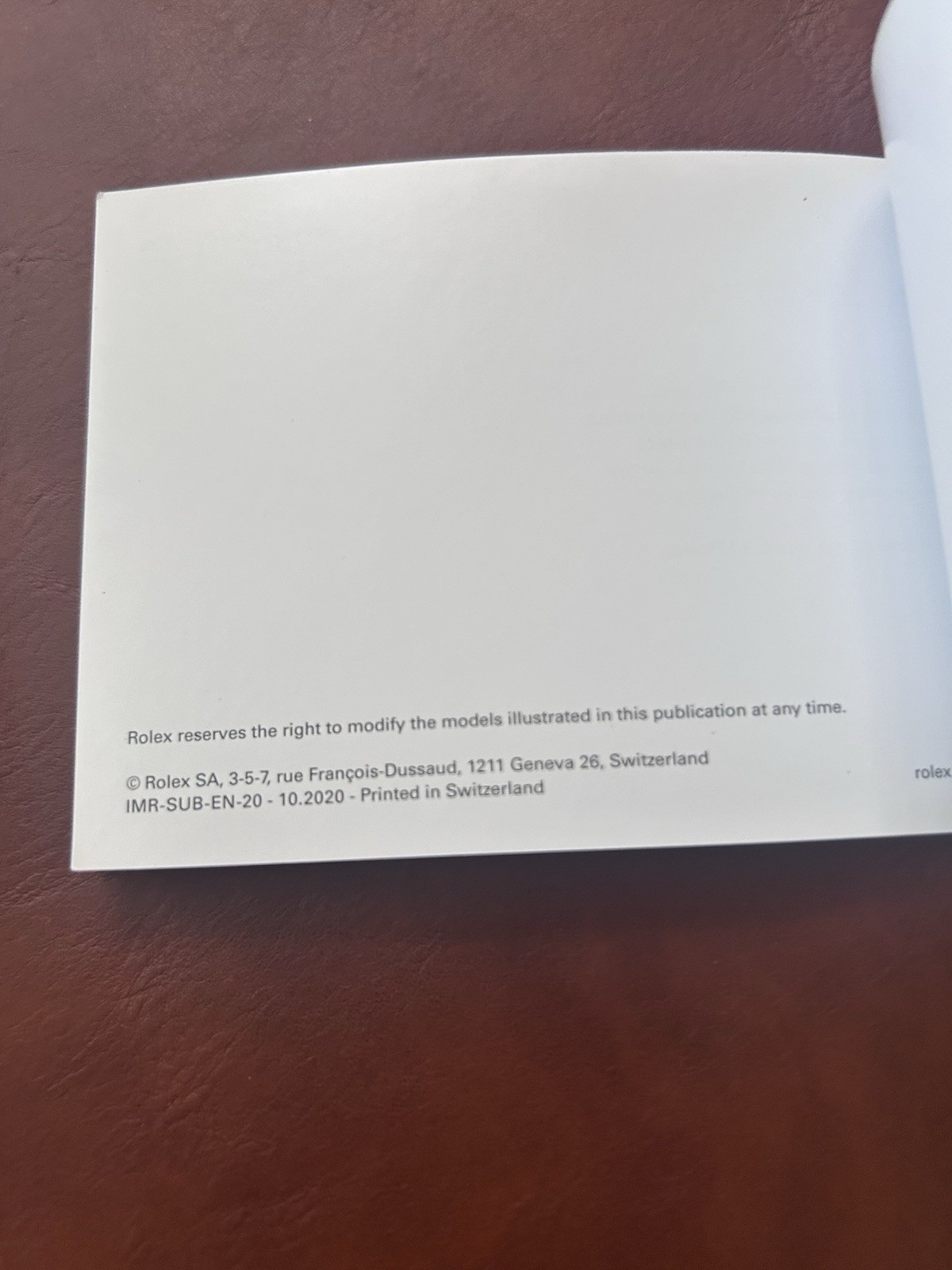 Rolex Newstyle Submariner Booklet For 40mm & 41MM Watches From 2020