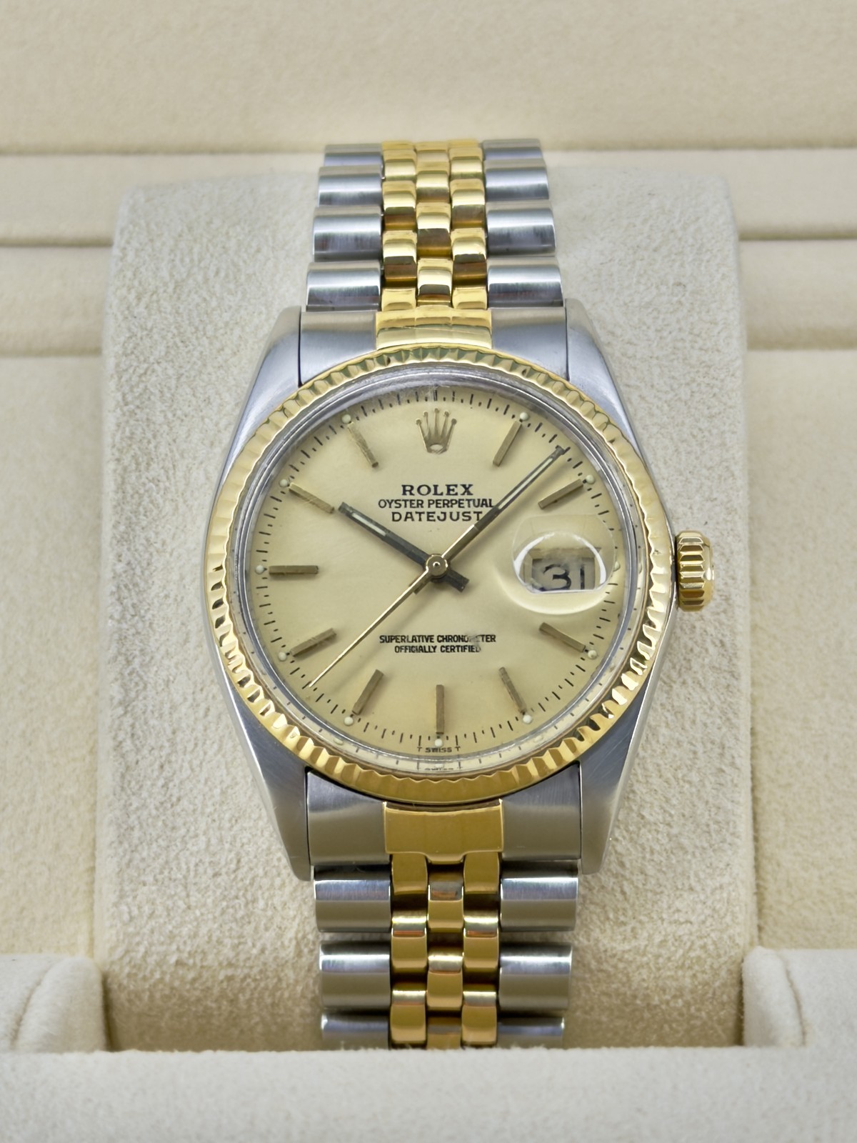Rolex Datejust 36 Champagne Stick Dial on Jubilee 16013