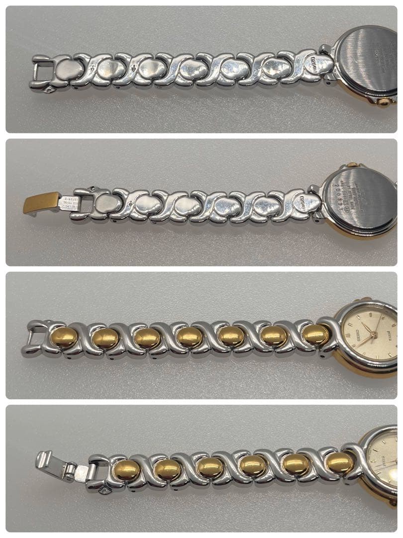 Working new battery SEIKO Tisse wristwatch bracelet watch combo gold