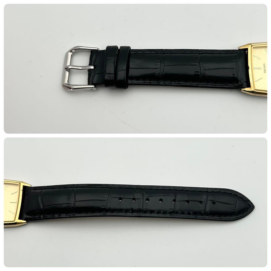 SEIKO 9021-5340 Vintage Quartz Gold Rectangle Linen Dial Men’s Watch Running