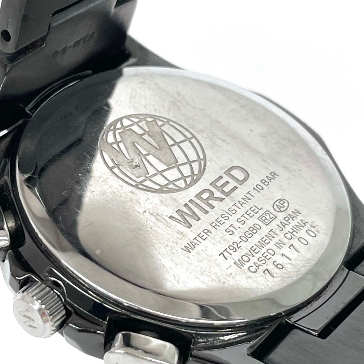 SEIKO Wired Wristwatch Chronograph SS Gunmetal 7T92 0GB0 Black for Ladies