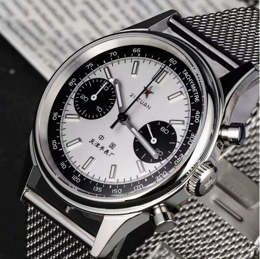 Seagull 1963 Quartz Sapphire Chronograph Watch 42mm Waterproof Luminescent Orig