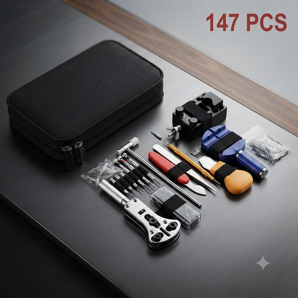 147PCS Watch Repair Kit Watchmaker Back Case Remover Opener Link Pin Spring Bar