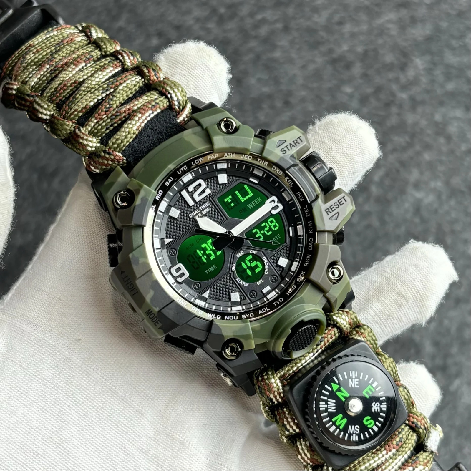 Military Watches Men’s Camouflage LED Digital Watch Outdoor Survival Watch