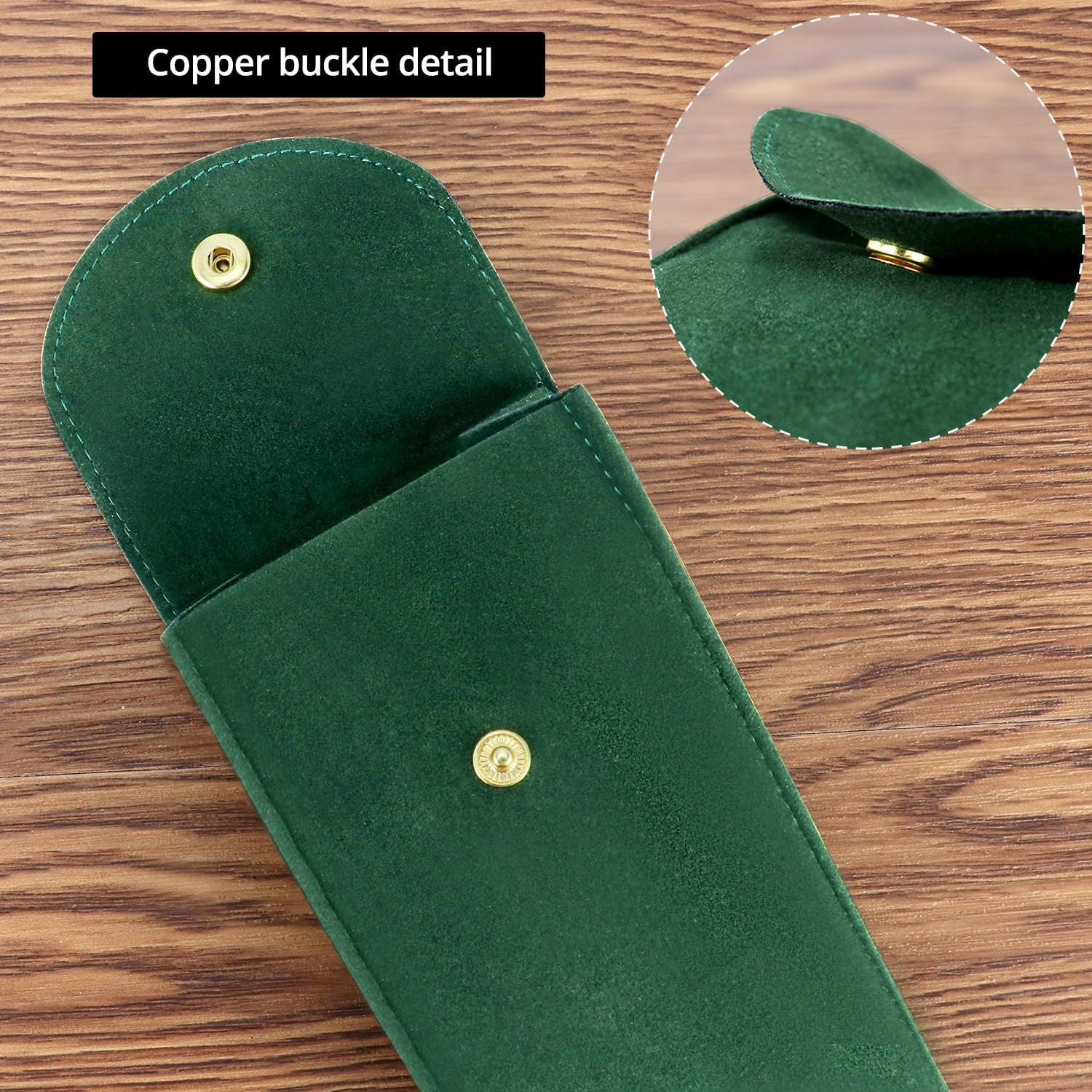 QWORK Luxury Velvet Watch Travel Case with Copper Buckle, Green, 13×7Cm, Portabl