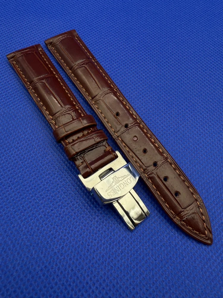 19mm Longines Brown Leather Watch Strap With Deployment