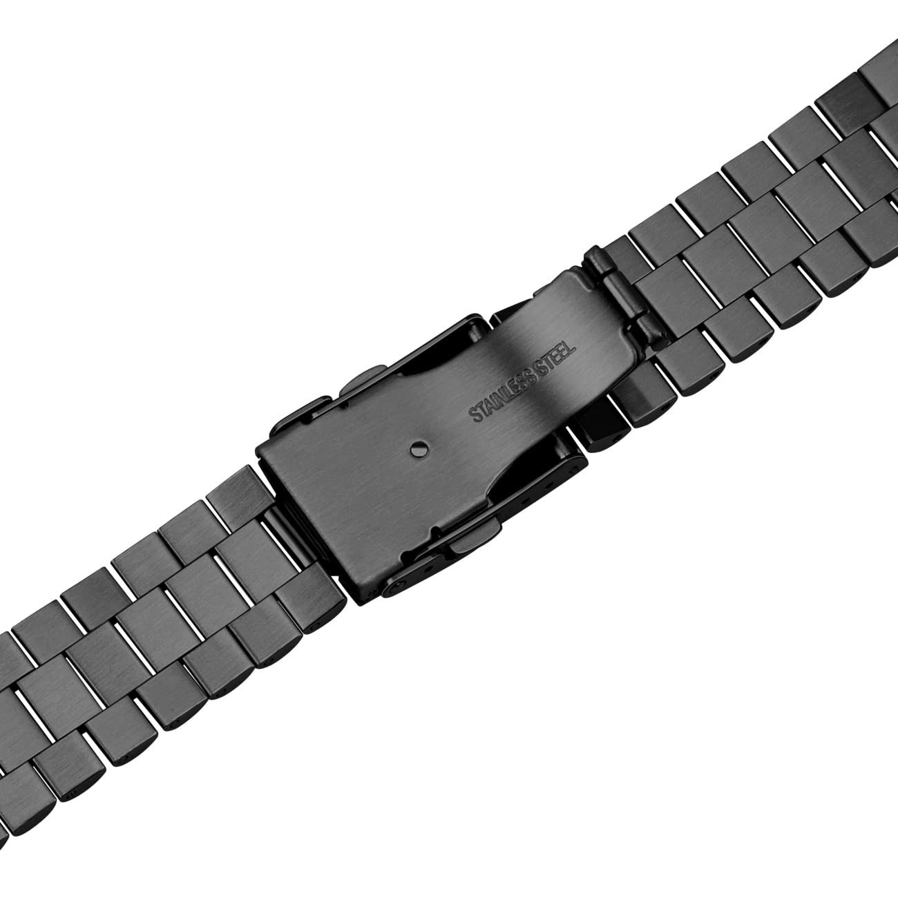 20mm 22mm Stainless Steel Watch Band, Matte Brushed, Curved Ends, Diver Clasp, B