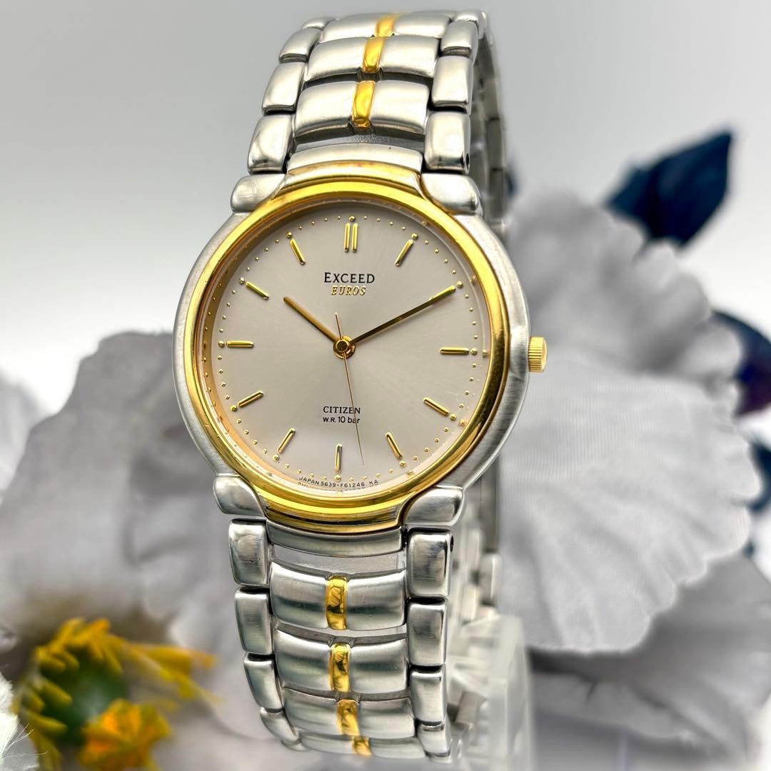 Rare CITIZEN EXCEED men’s watch, brand new battery, two-tone design. 【USED】
