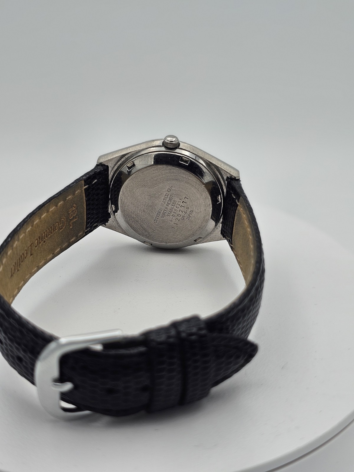 Citizen Automatic 21J Day/Date Black Dial Silver Case Black Leather 32.5mm