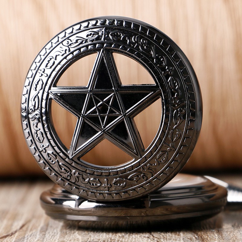 Steampunk Gothic Pentagram Skeleton Hand-Wind Mechanical Pocket Watch Men’s Gift