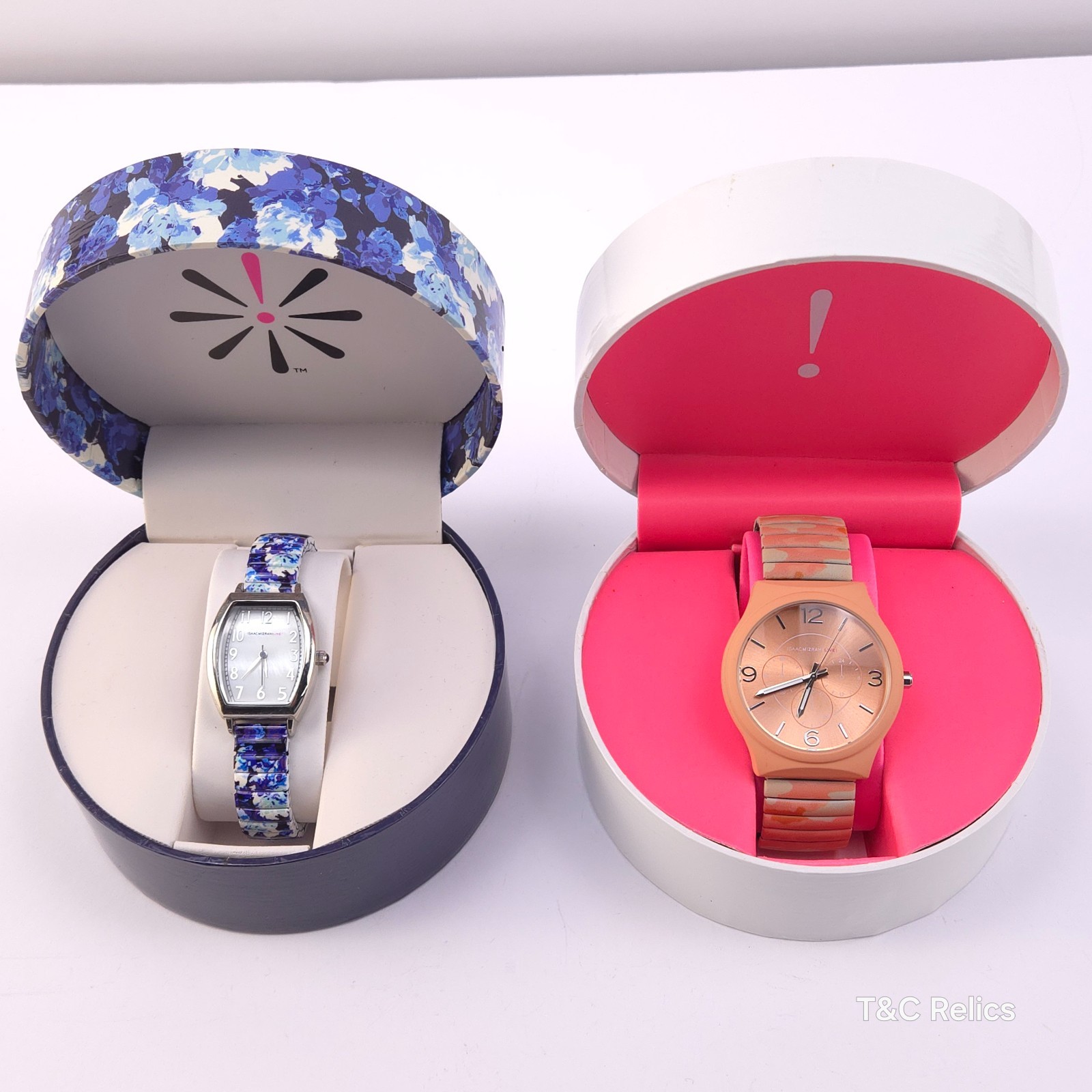 Isaac Mizrahi Live! Women’s Expandable Flex Band Watch Lot Blue & Orange Print