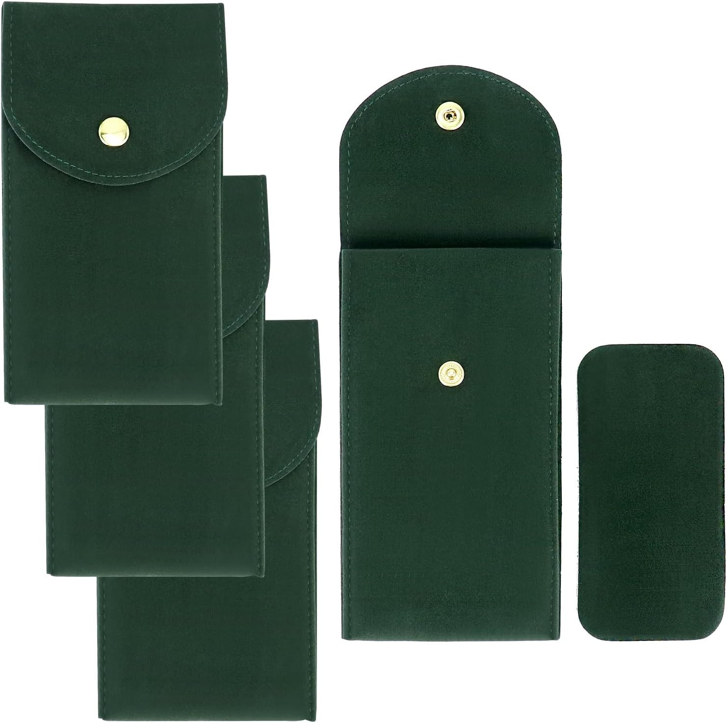 QWORK Luxury Velvet Watch Travel Case with Copper Buckle, Green, 13×7Cm, Portabl