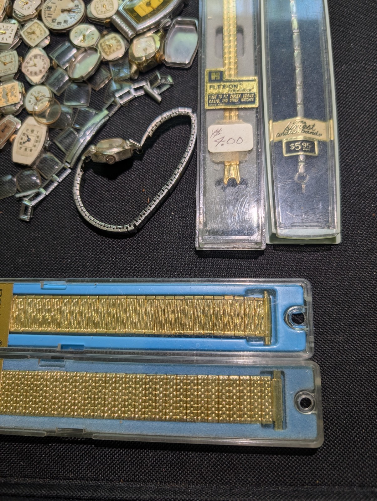 Vintage Lot Watches & NEW OLD STOCK BANDS For Parts And Repair Steampunk
