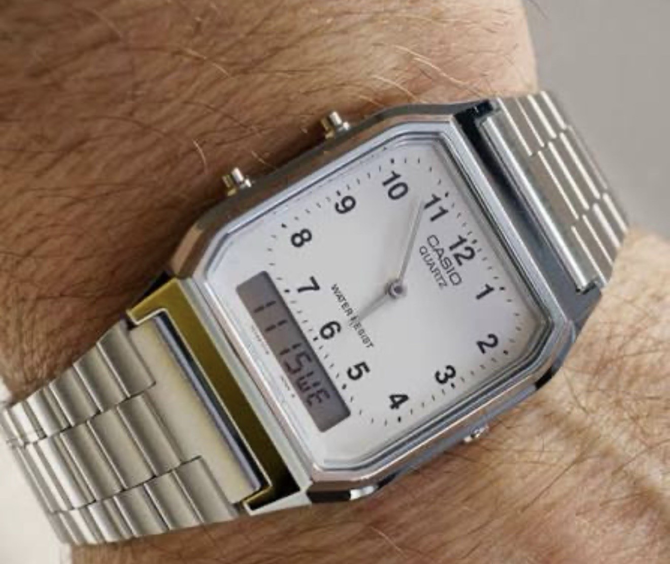 Casio AQ230A-7B Vintage Unisex Adult White Dial Watch