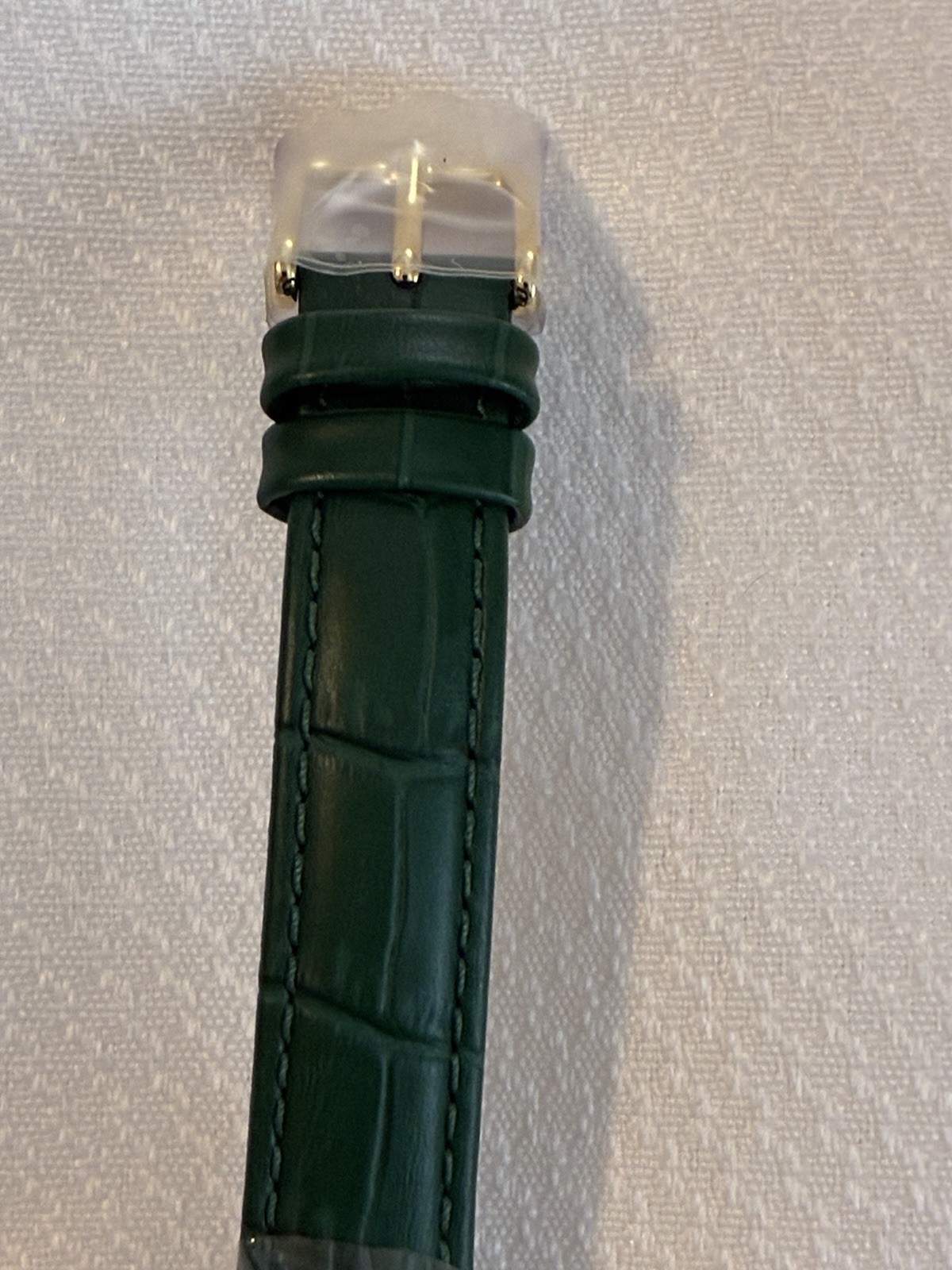 PASCAL Oval Bubble Lab Grown Diamond Leather Watch Gold-Tone/Green 24mm