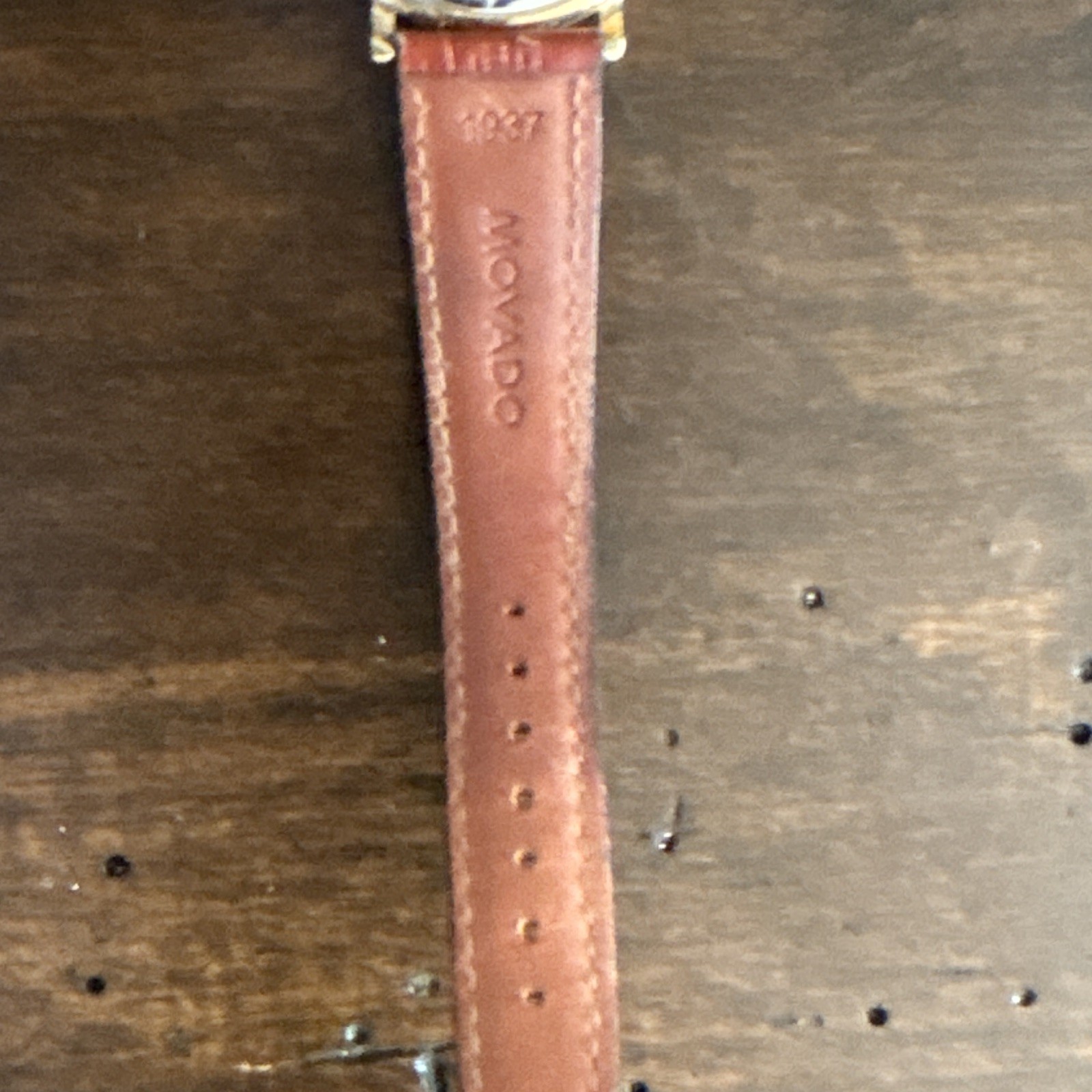 Movado Quartz Vintage 1987 White Dial Roman, Gold Case Brown Leather Strap
