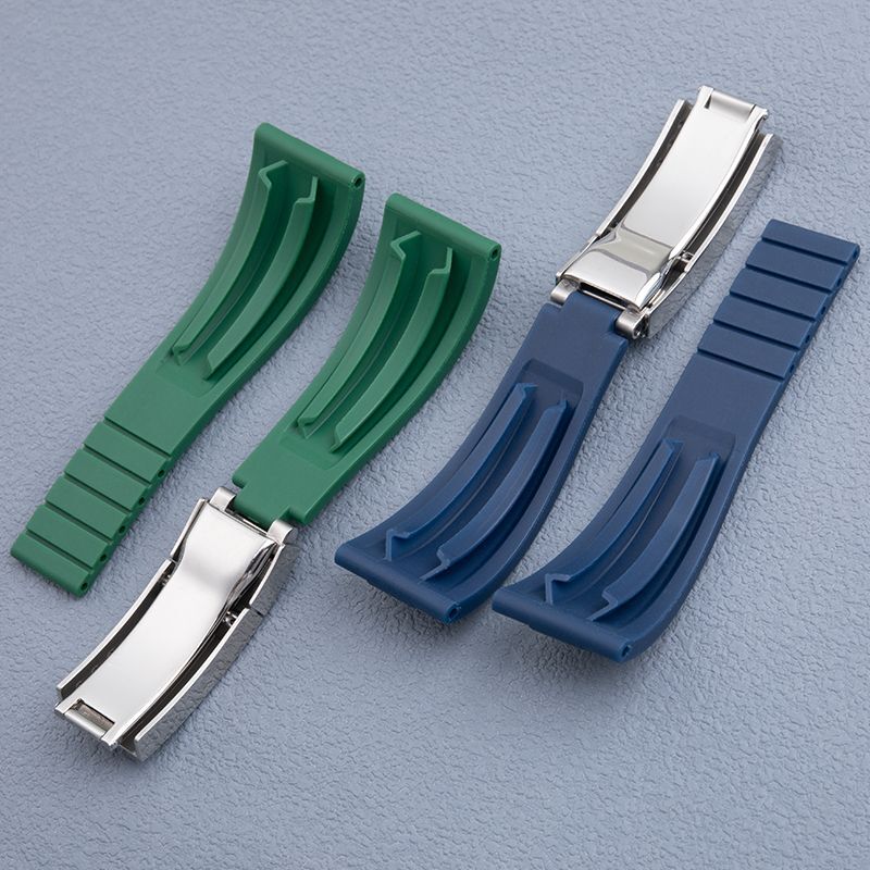22 mm Curved End Link Soft Rubber Strap Band Fits Tudor Black Bay 41mm