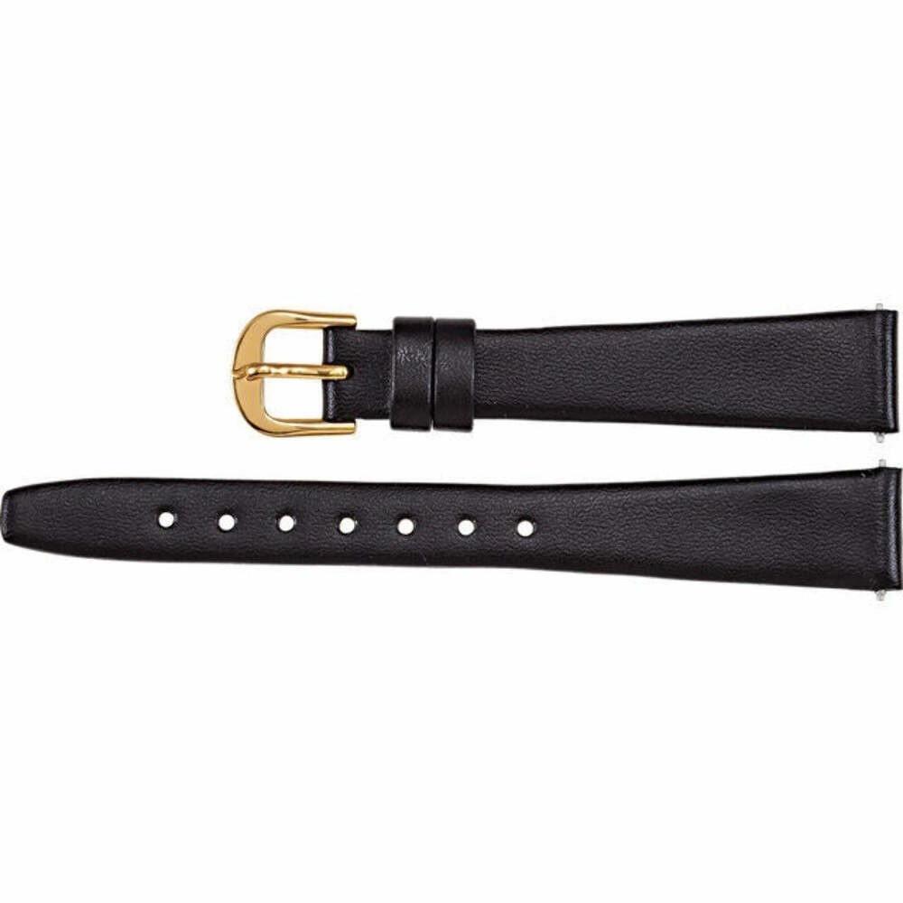 Ladies 12mm Regular Black Leather Flat Calf Watch Strap Band