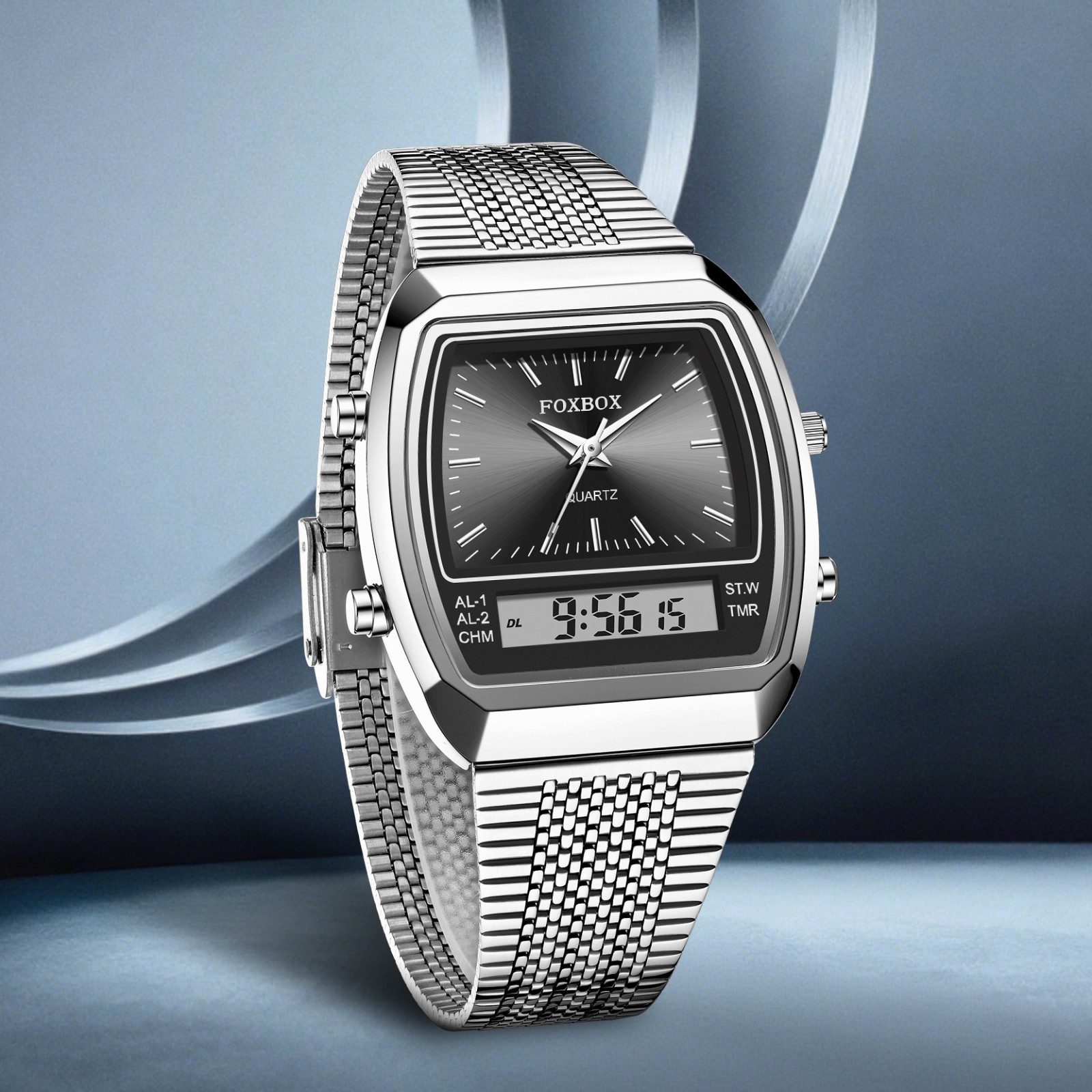 Luxury Sport Wristwatch Waterproof Luminous Stainless Steel Mens Quartz Watch