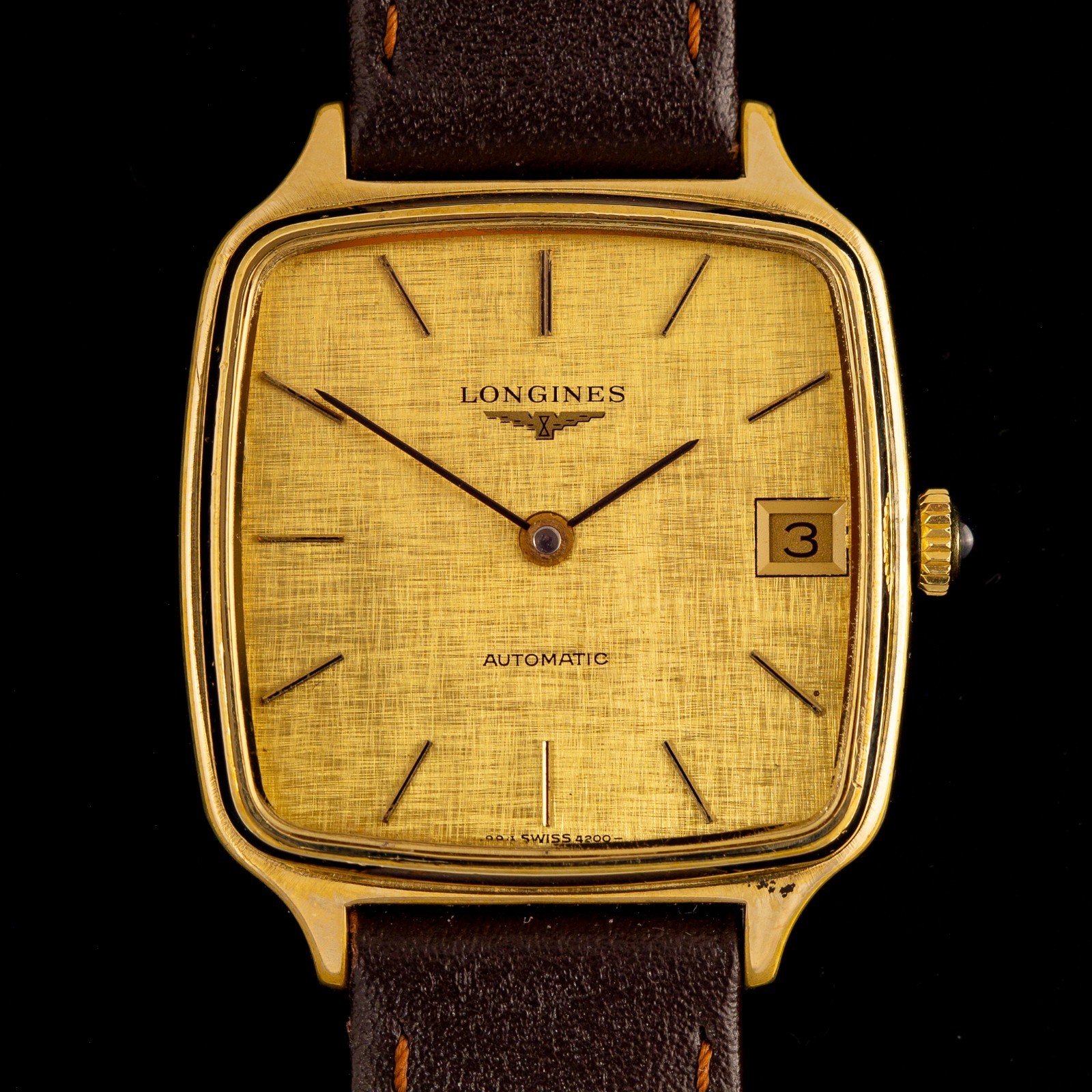 1979 Longines Automatic 4200 Linen Dial Ultra Thin Cal L994.1 Fully Serviced 30m
