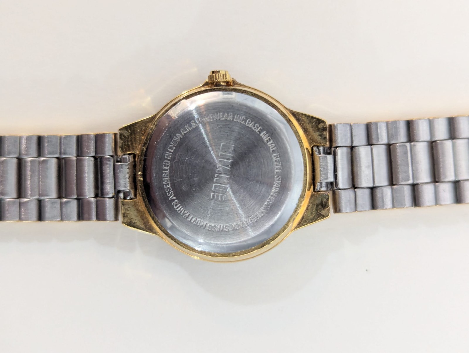Lot of 2 Ladies Fashion Watches: Gold-Tone Round & Rhinestone Leather Strap