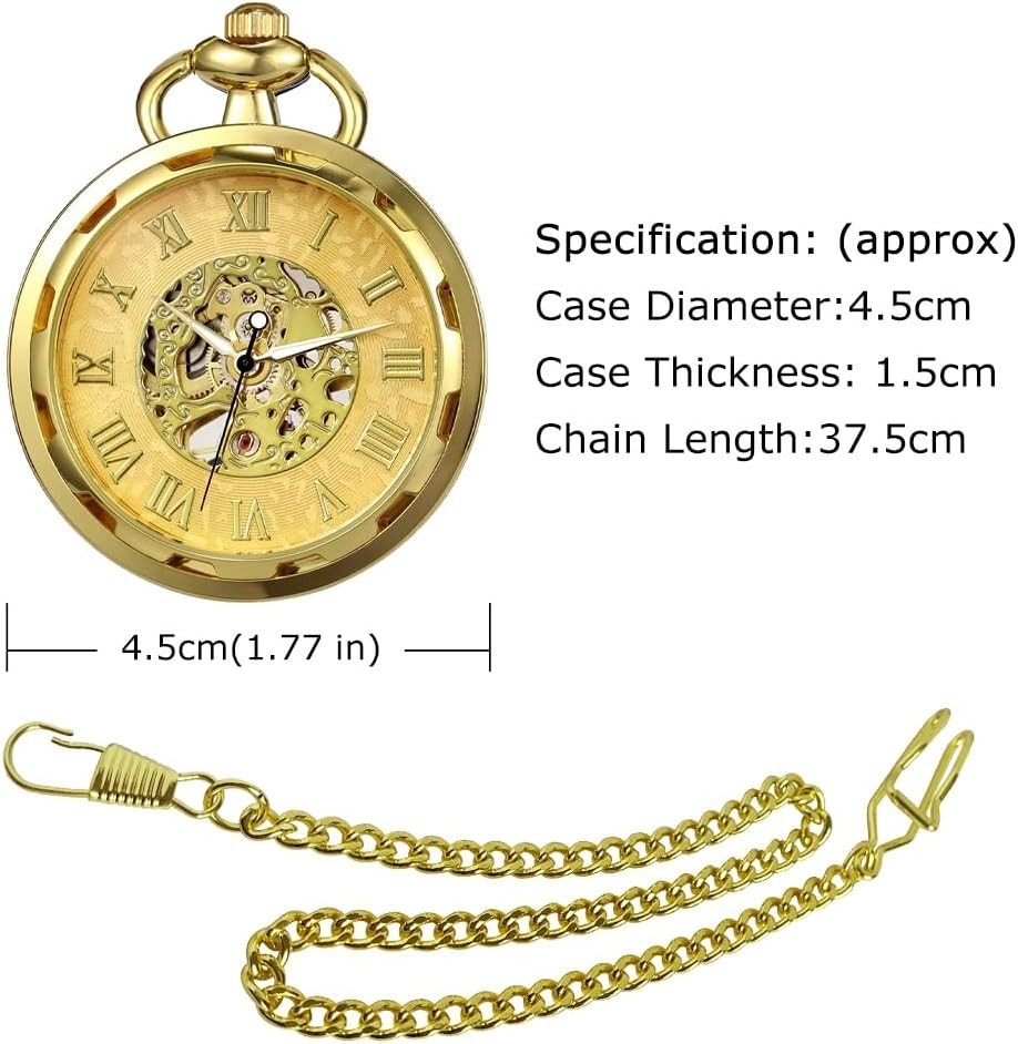 Elegant Steampunk Skeleton Pocket Watch for Men & Women – Hand Wind Gold Design