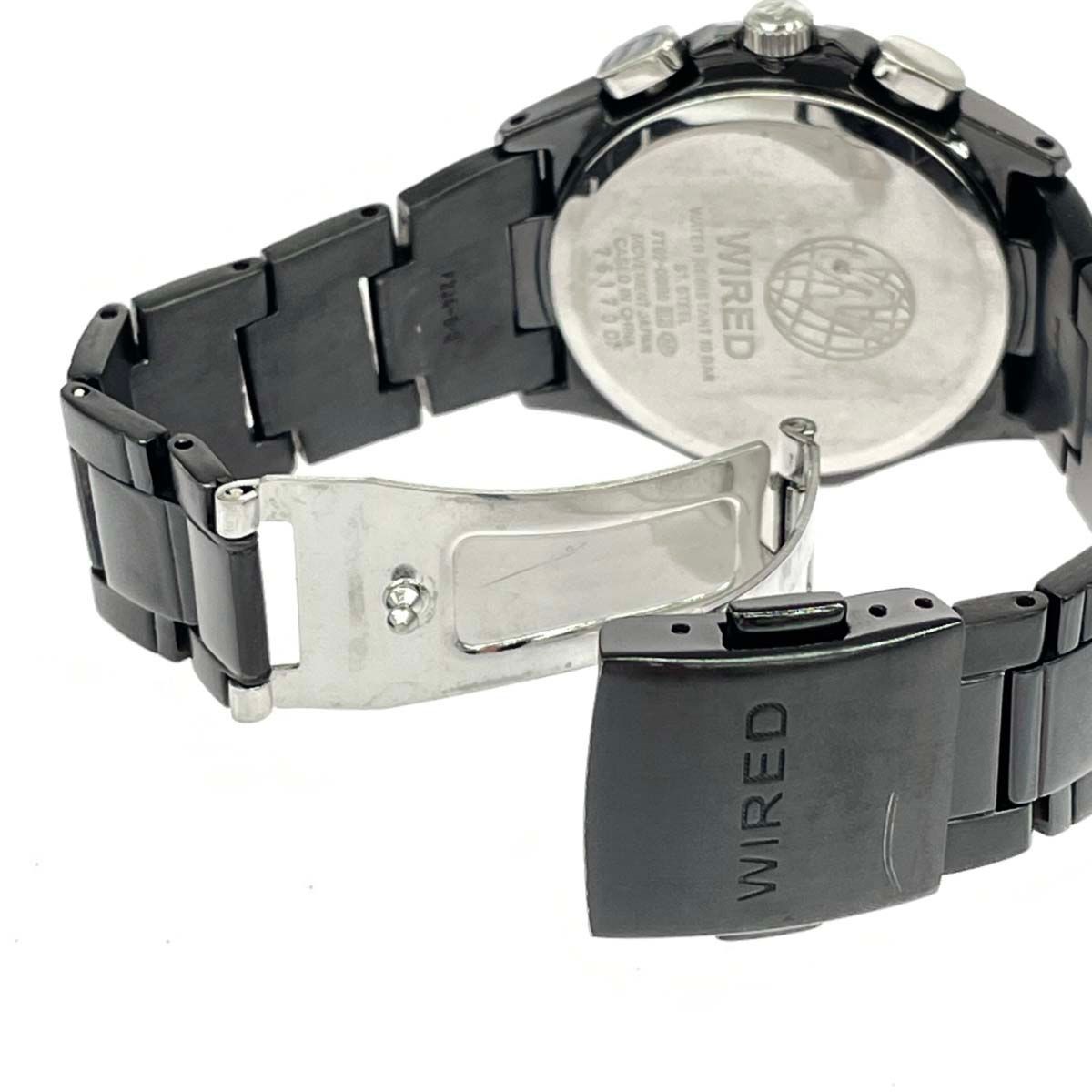 SEIKO Wired Wristwatch Chronograph SS Gunmetal 7T92 0GB0 Black for Ladies