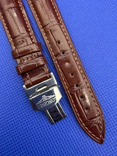 18mm Longines Brown Leather Watch Strap With Deployment