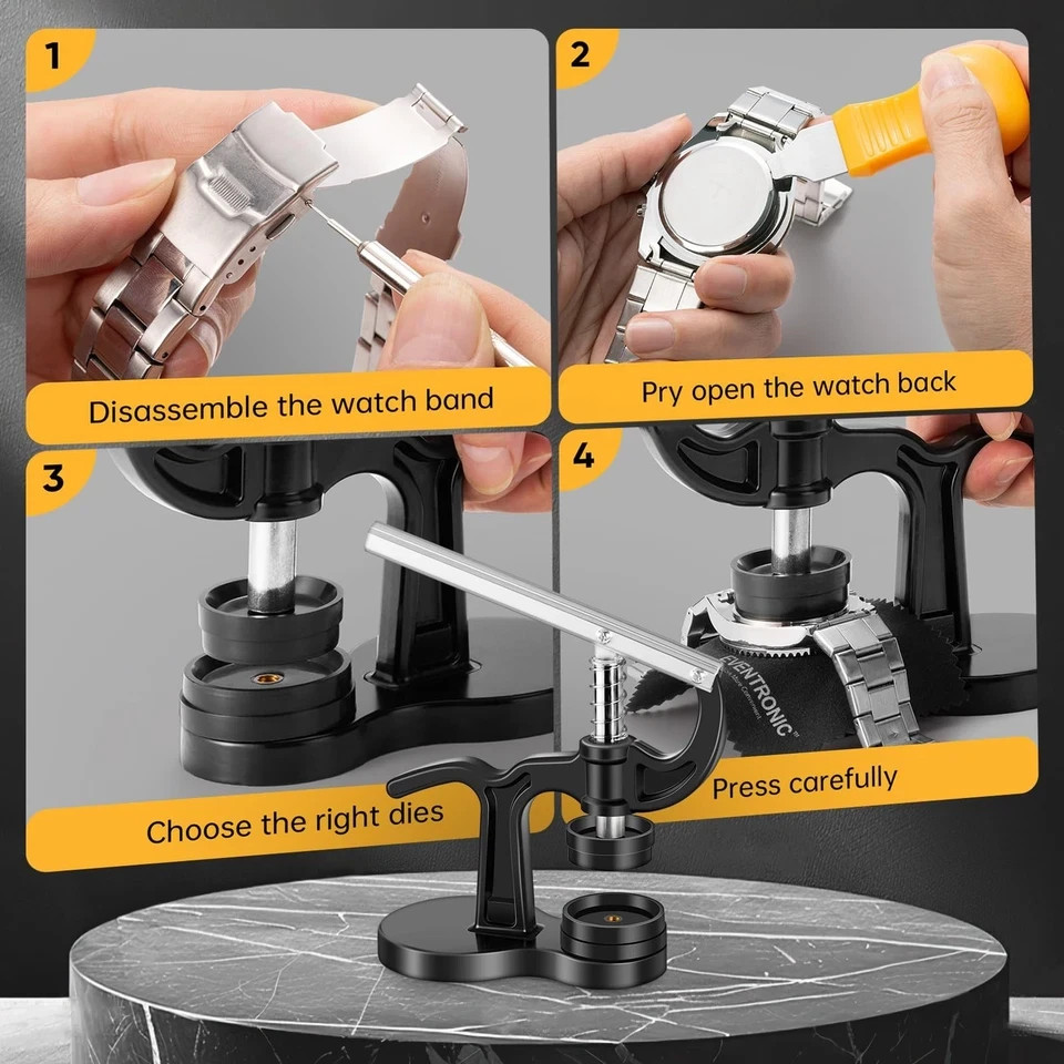 16Pcs Watch Press Tool Set, Back Case Closer for Closing Watch Cover, Watch Batt