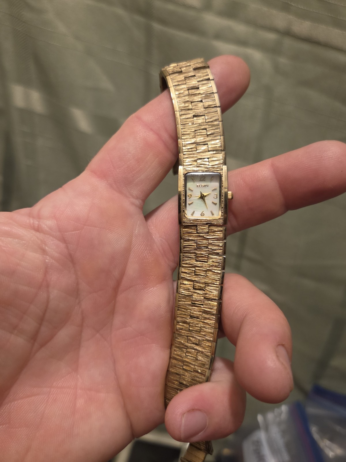 Vintage ELGIN Gold Patterned Watch | Geometric Women’s Wristwatch