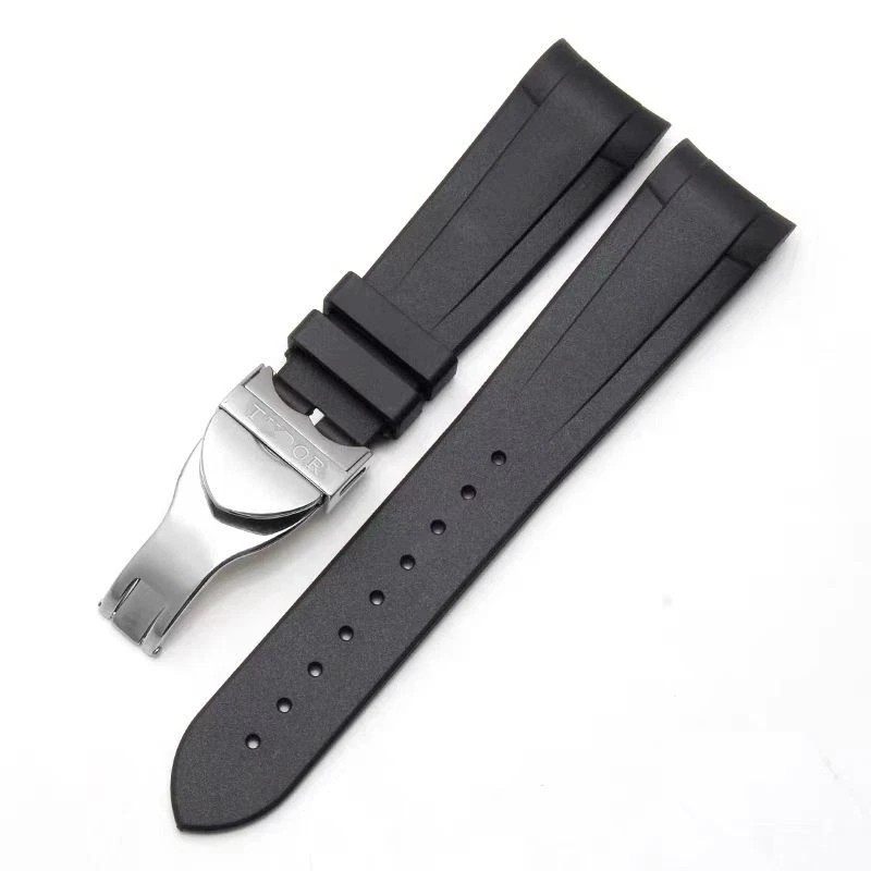 Fits FOR Tudo Black Bay GMT 22mm Black Blue Rubber Silicone Watch Bracelet Strap