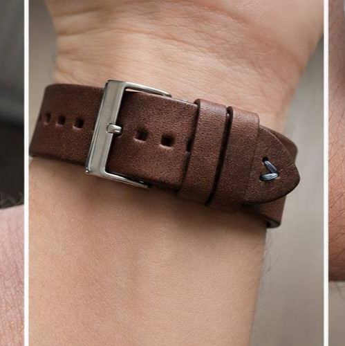 22mm Brown Italian Horsehide Leather Watch Strap Handmade Universal New