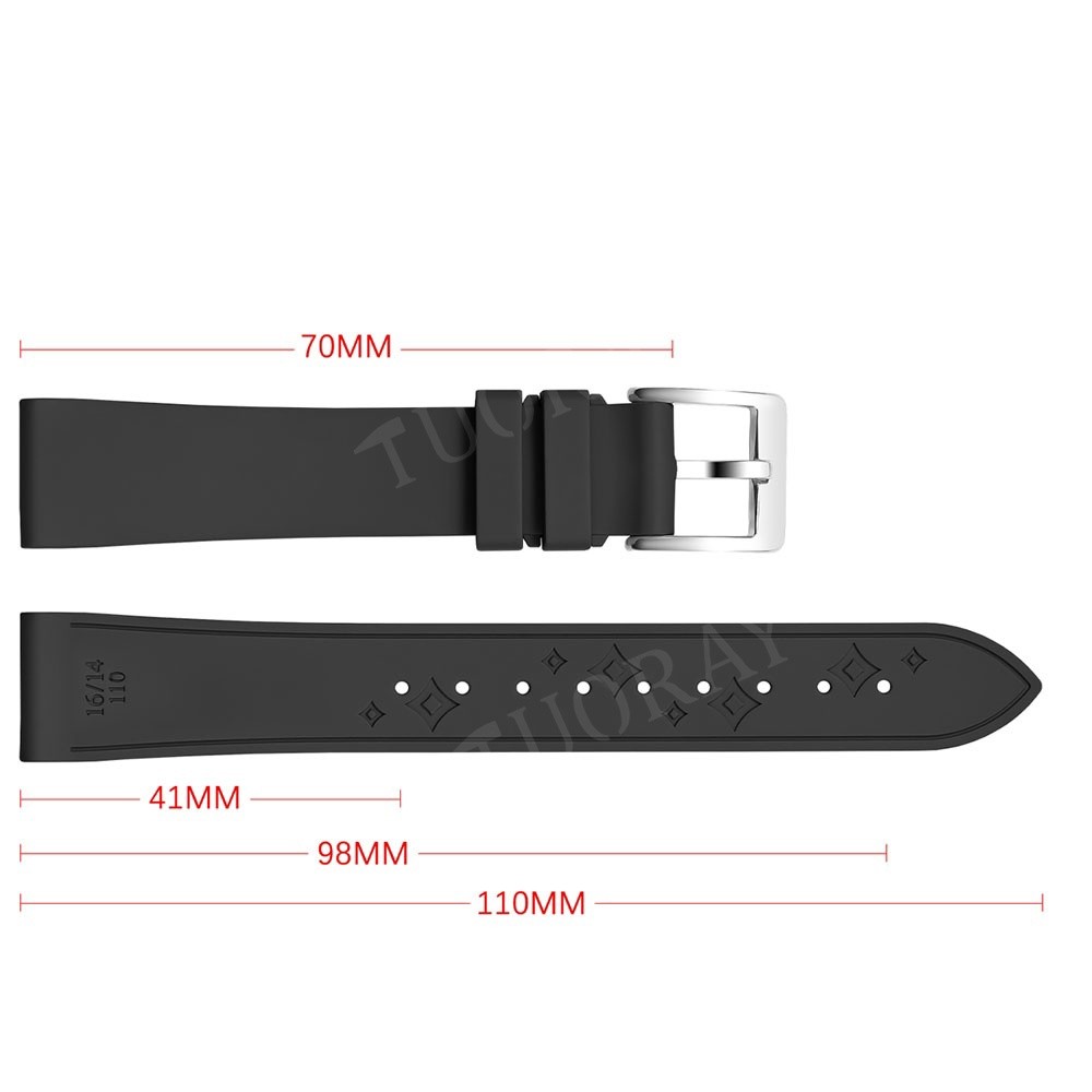 Women’s 14mm 15mm 16mm 17mm 18mm FKM Bracelet Rubber Watch Band Strap Universal