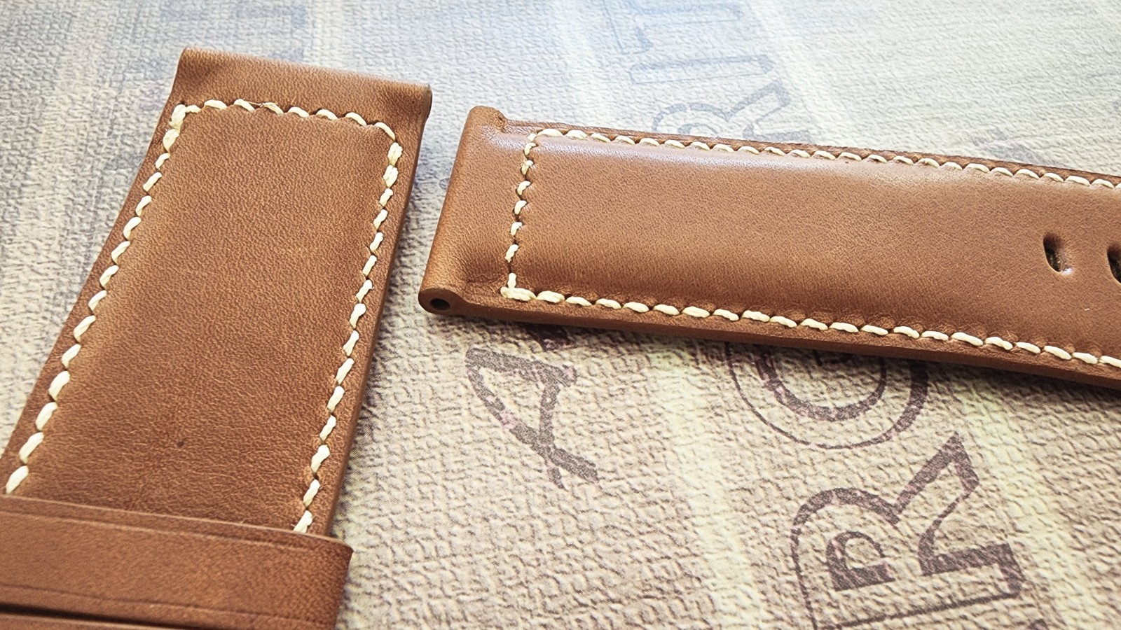 26mm Handmade Thin French Haas Barenia Brown Leather Strap Special 26-26
