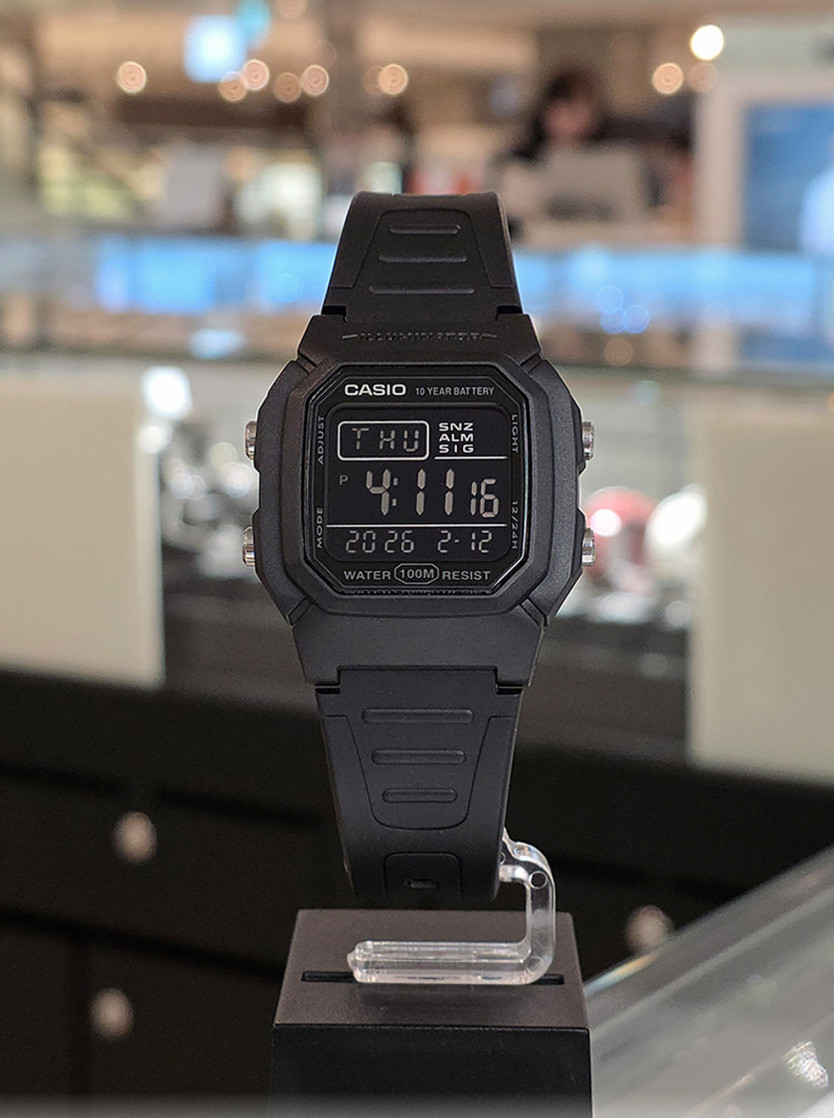 Casio W-800H-1BVDF Black Digital Watch 100M Dual Time 10-Year Battery
