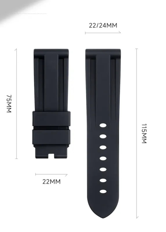 22mm 24mm FKM Rubber Watch Band Strap Replacement For Panerai Series Watches