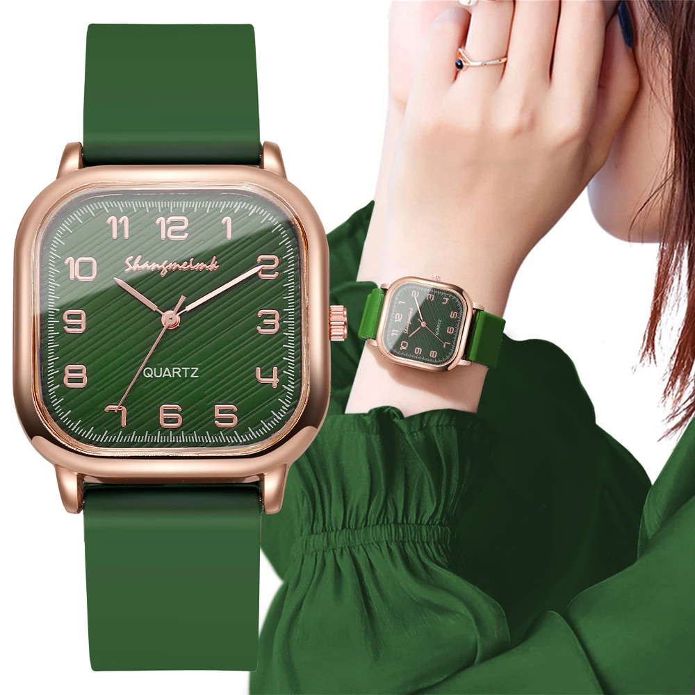 Fashion Square Women Watches Casual Silicone Strap Watch for Girls
