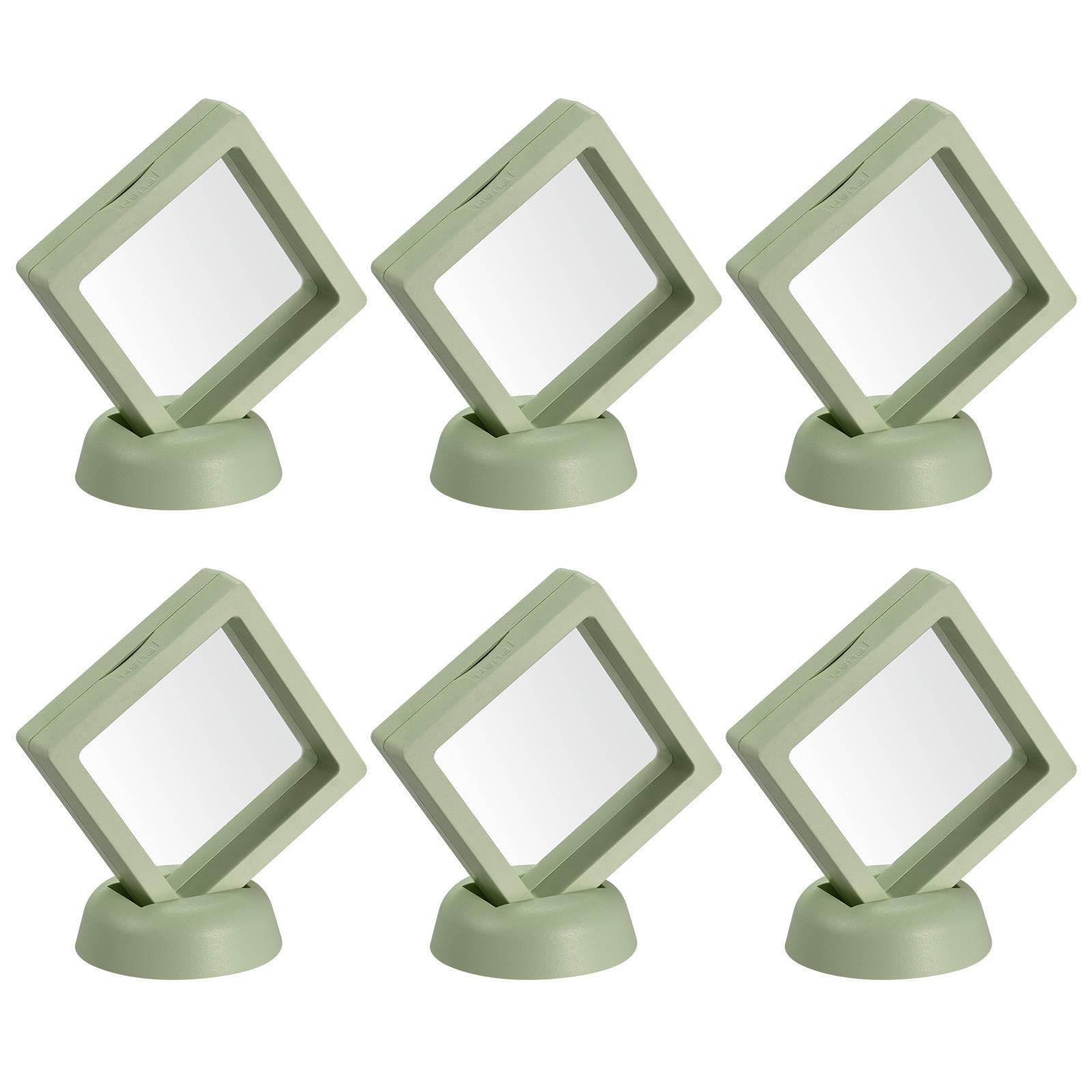 Floating Thin Film Display Box with Base 7cm x 7cm x 2cm Green Pack of 6