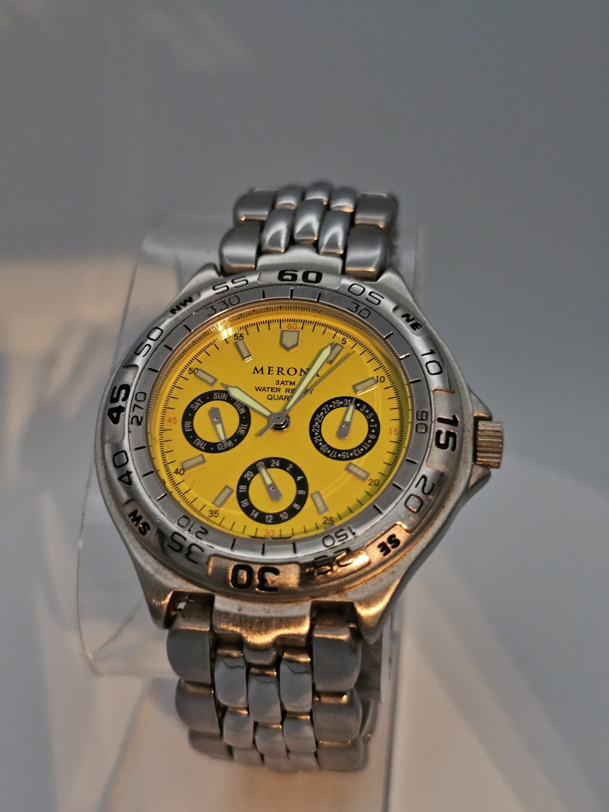 Merona Women’s Quartz Analog 39.3mm Yellow Dial Silver Bracelet 30m
