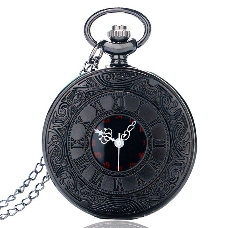 Steampunk Vintage Men’s Quartz Pocket Watch with Necklace Chain Birthday Gifts